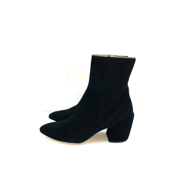 Chloe Lauren Suede Pointed Toe Ankle Boots - Black , US 7 / EUR 37 - Picture 4 of 11